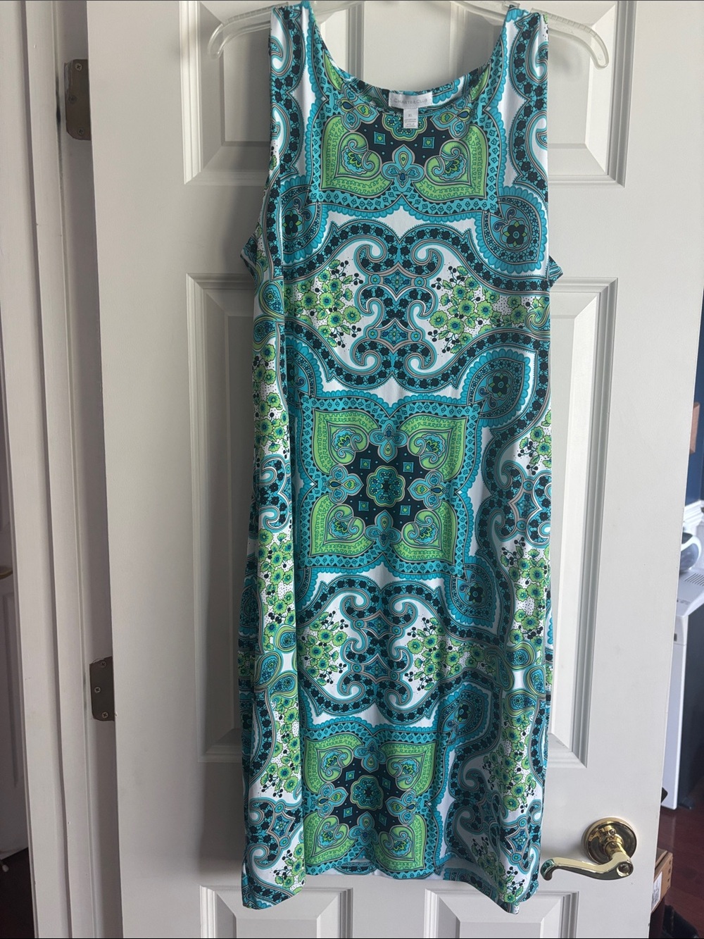 Charter Club Sleeveless Paisley Midi Dress in Teal & Green